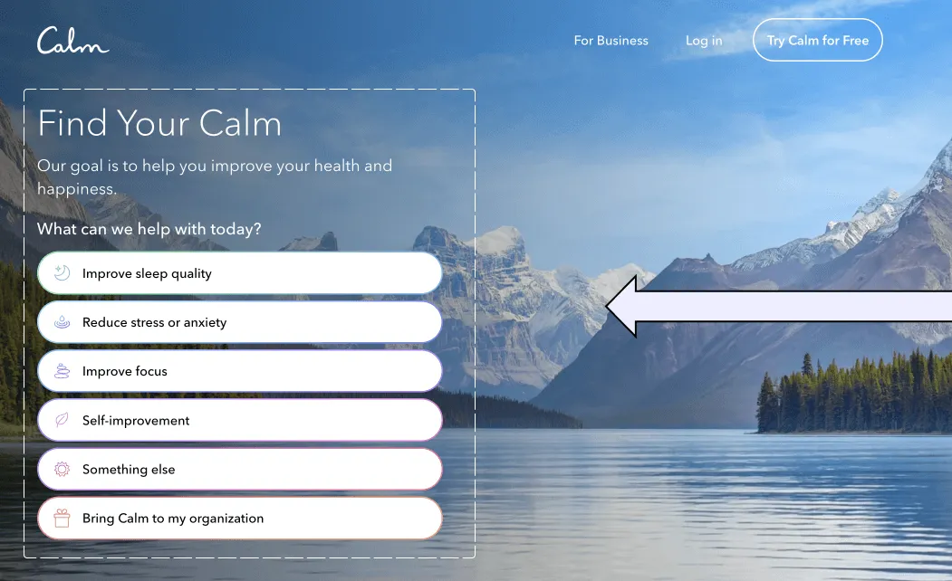 Calm: Problem-oriented content. They don't tell about modern features. It engages better